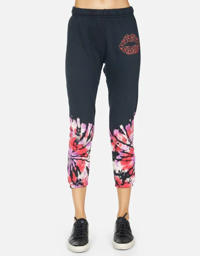Alana Ruby Lip Onyx Ruby Tie Dye Women039s Lauren Moshi Crop Sweatpants