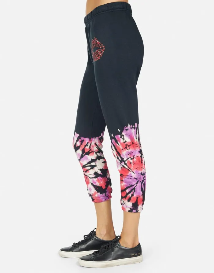 Alana Ruby Lip Onyx Ruby Tie Dye Women039s Lauren Moshi Crop Sweatpants