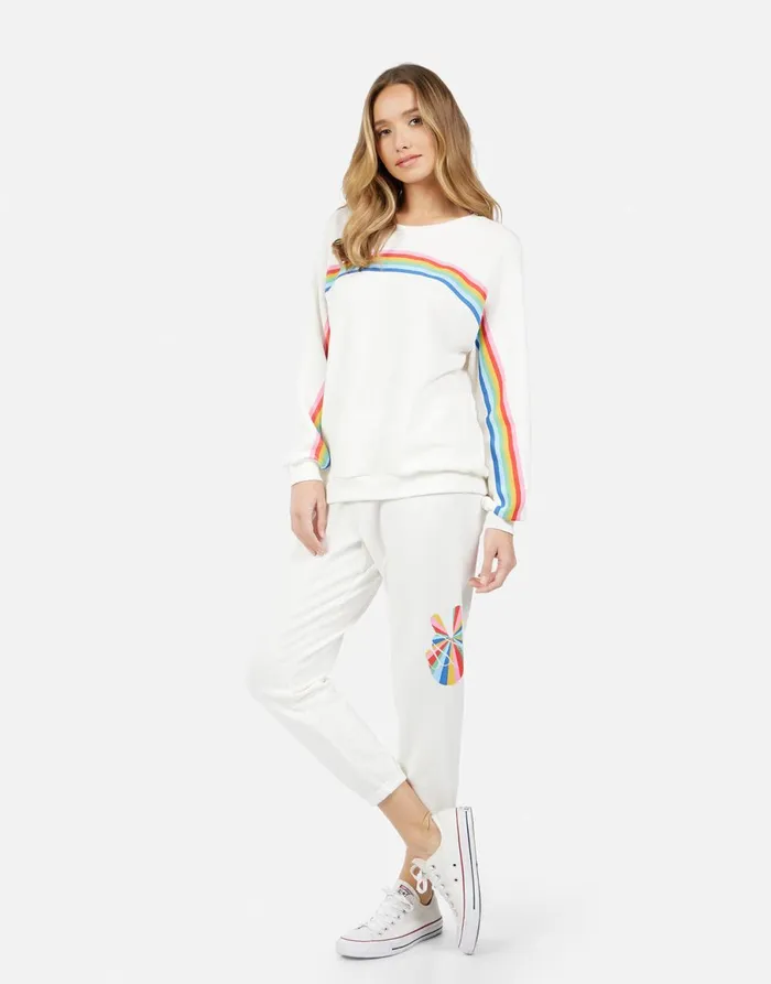 Alana Stripe Peace Milk Women039s Lauren Moshi Long Sweatpants