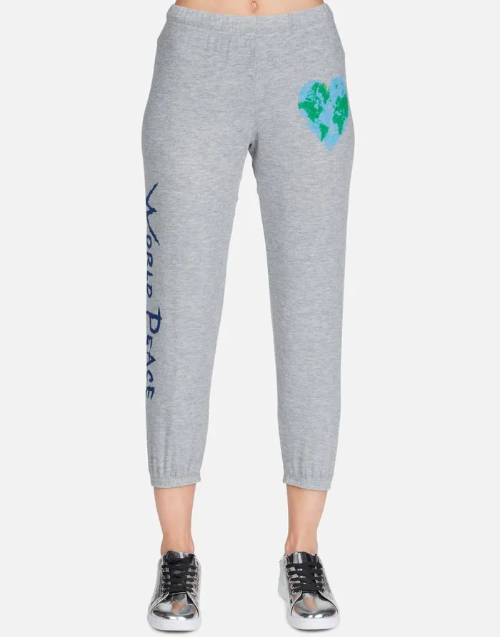 Alana World Love Heather Grey Women039s Lauren Moshi Crop Sweatpants