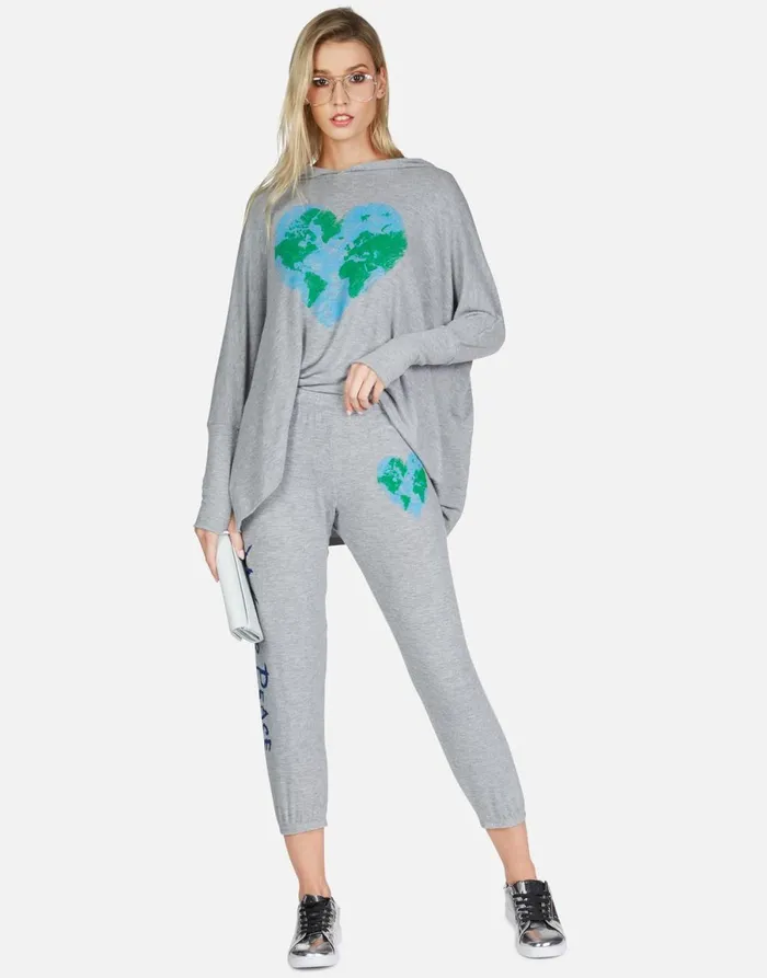 Alana World Love Heather Grey Women039s Lauren Moshi Crop Sweatpants