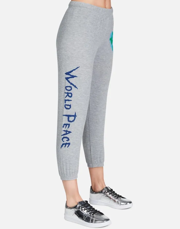 Alana World Love Heather Grey Women039s Lauren Moshi Crop Sweatpants