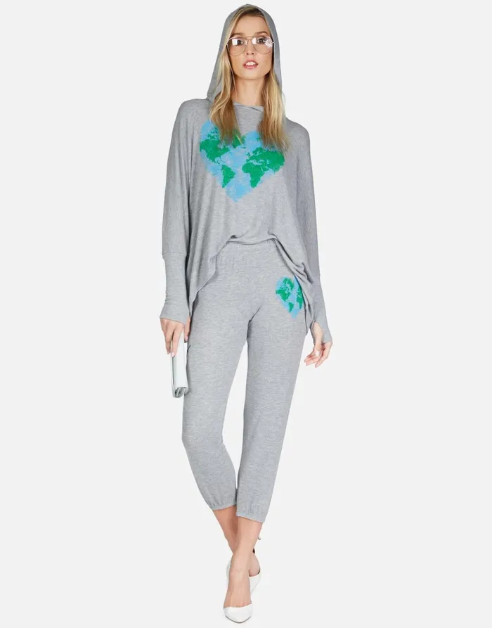Alana World Love Heather Grey Women039s Lauren Moshi Crop Sweatpants