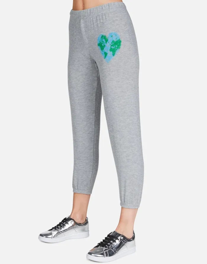 Alana World Love Heather Grey Women039s Lauren Moshi Crop Sweatpants