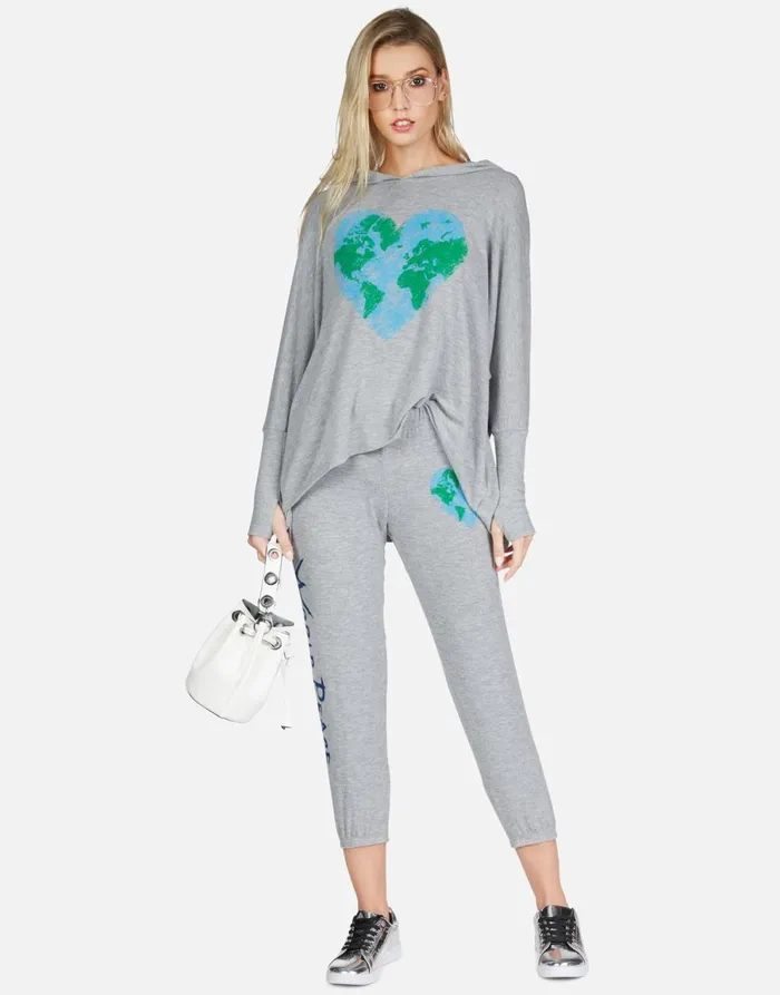 Alana World Love Heather Grey Women039s Lauren Moshi Crop Sweatpants