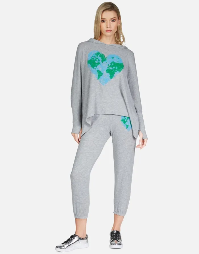 Alana World Love Heather Grey Women039s Lauren Moshi Crop Sweatpants