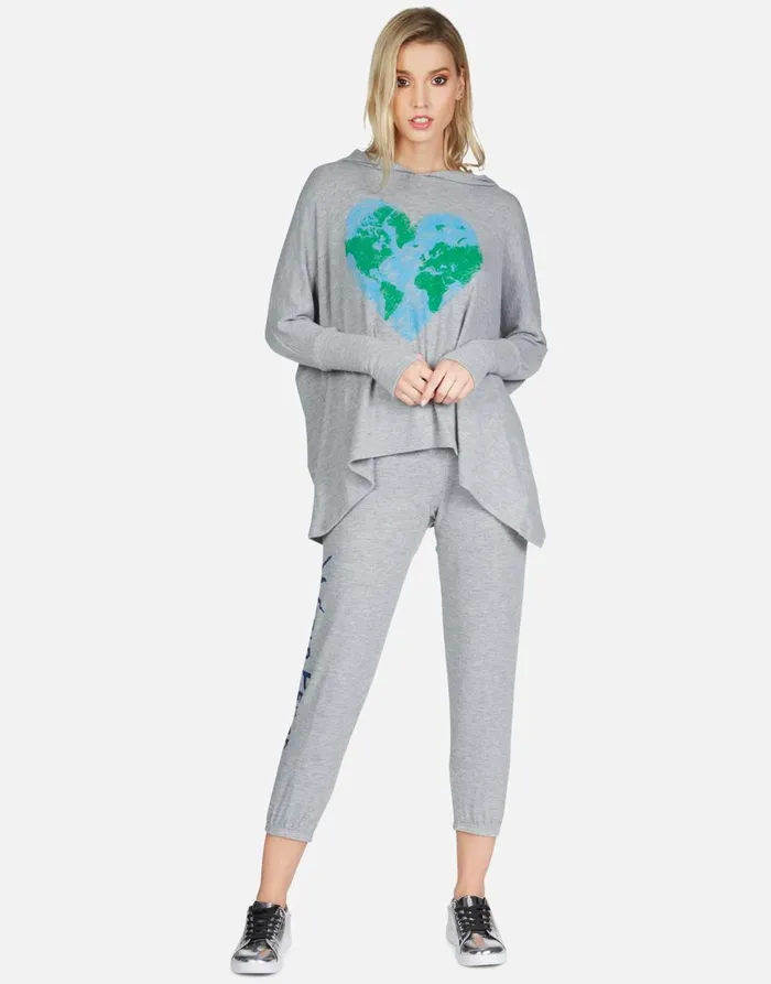 Alana World Love Heather Grey Women039s Lauren Moshi Crop Sweatpants