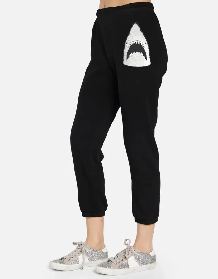Alana X Crystal Shark Black Women039s Lauren Moshi Crop Sweatpants