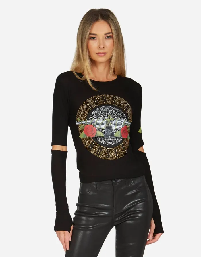 Amora Guns N039 Roses Black Women039s Lauren Moshi Long Sleeve