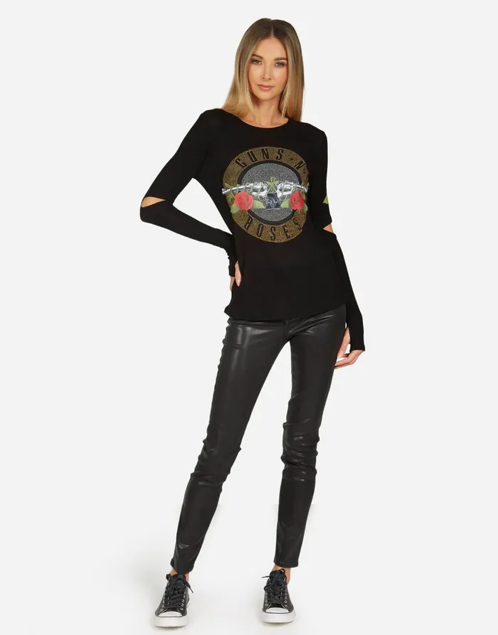Amora Guns N039 Roses Black Women039s Lauren Moshi Long Sleeve