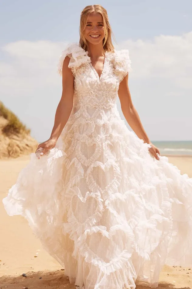 Amorette VNeck Gown Champagne Women Needle and Thread Dresses