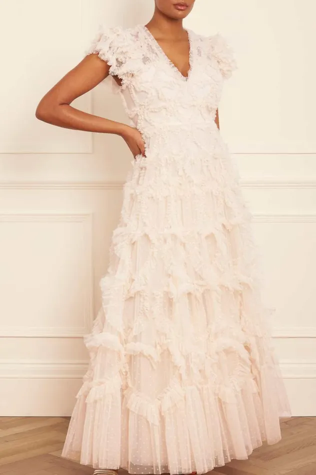 Amorette VNeck Gown Champagne Women Needle and Thread Dresses