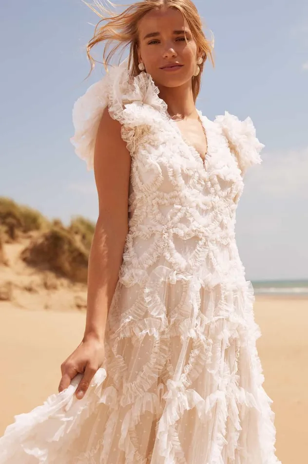 Amorette VNeck Gown Champagne Women Needle and Thread Dresses