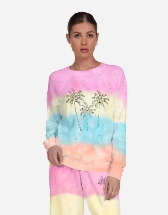 Anela Crystal Palm Trees Pastel Rainbow Women039s Lauren Moshi Long Sleeve