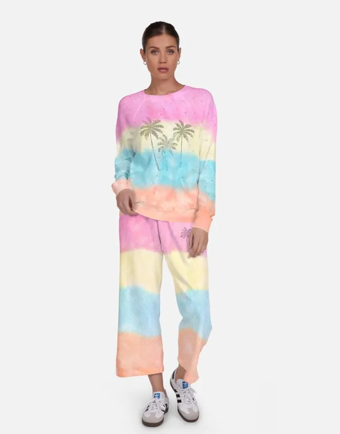 Anela Crystal Palm Trees Pastel Rainbow Women039s Lauren Moshi Long Sleeve