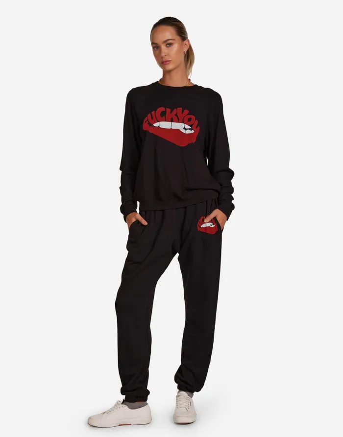 Anela F You Biting Lip Black Women039s Lauren Moshi Long Sleeve
