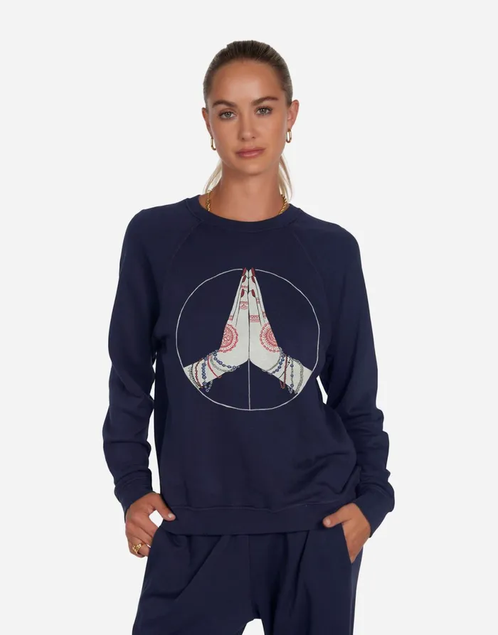 Anela Peace Love Serenity Navy Women039s Lauren Moshi Long Sleeve