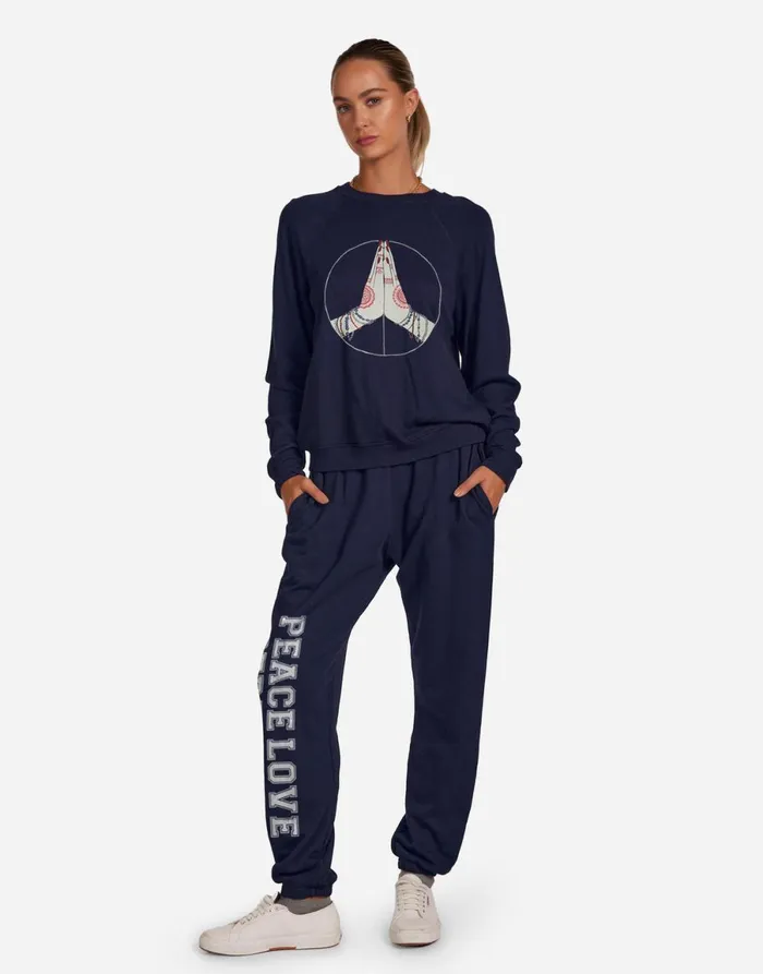 Anela Peace Love Serenity Navy Women039s Lauren Moshi Long Sleeve