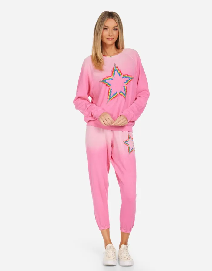 Anela Rainbow Lightning Star Bright Pink Ombre Women039s Lauren Moshi Long Sleeve