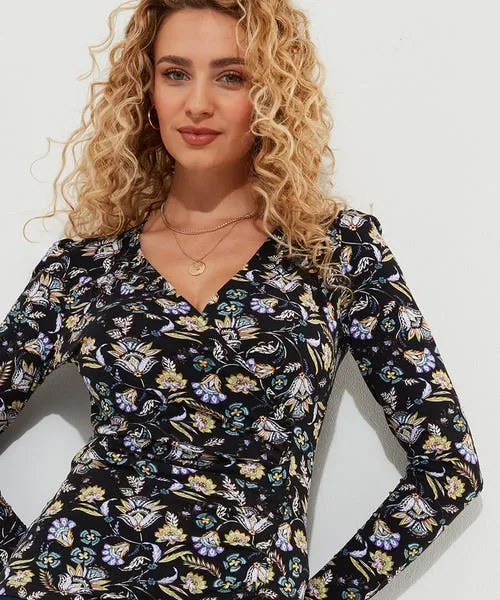 Apparel Aria Jersey Wrap Top Black Tops Tunics and Blouses Joebrowns Apparel Aria Jersey Wrap Top Black Tops Tunics and Blouses Joebrowns