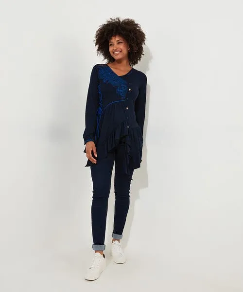 Apparel Joebrowns Exquisite Embroidered Tunic Navy Tops Tunics and Blouses Apparel Joebrowns Exquisite Embroidered Tunic Navy Tops Tunics and Blouses