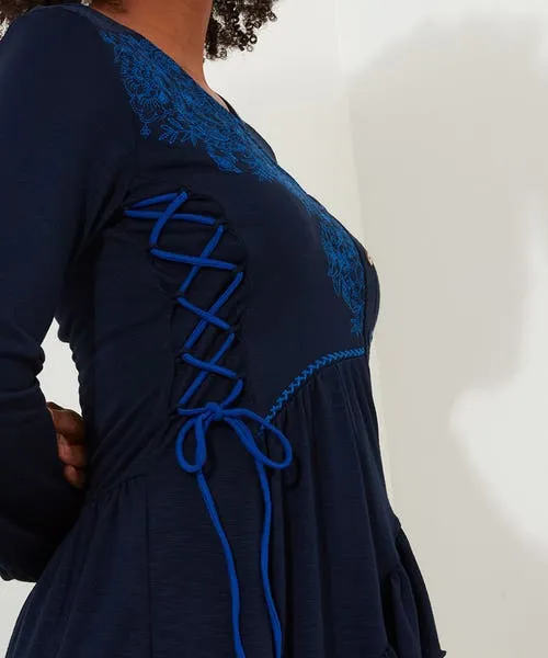 Apparel Joebrowns Exquisite Embroidered Tunic Navy Tops Tunics and Blouses Apparel Joebrowns Exquisite Embroidered Tunic Navy Tops Tunics and Blouses