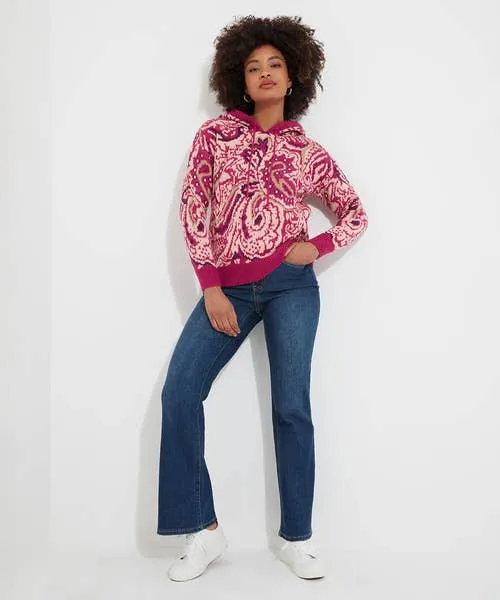 Apparel Knitwear and Cardigans Joebrowns Perfectly Paisley Hooded Jumper Pink