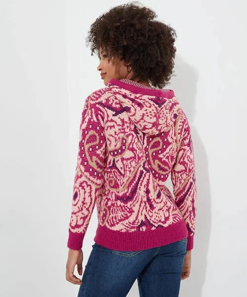 Apparel Knitwear and Cardigans Joebrowns Perfectly Paisley Hooded Jumper Pink