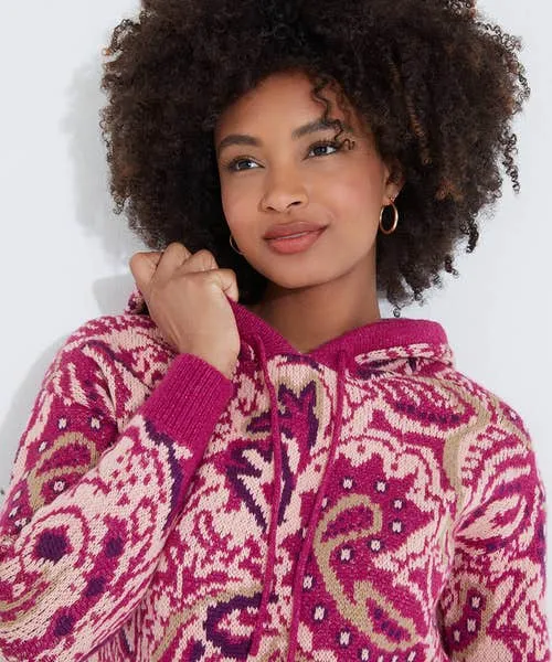 Apparel Knitwear and Cardigans Joebrowns Perfectly Paisley Hooded Jumper Pink