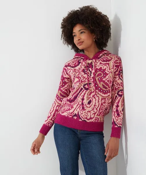 Apparel Knitwear and Cardigans Joebrowns Perfectly Paisley Hooded Jumper Pink