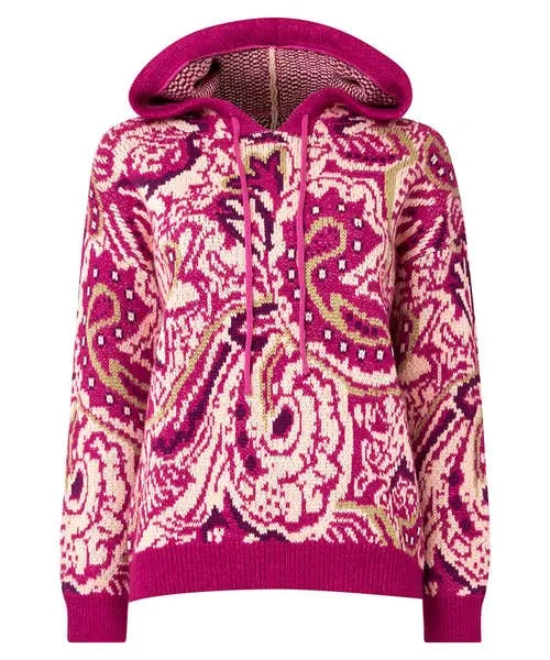 Apparel Knitwear and Cardigans Joebrowns Perfectly Paisley Hooded Jumper Pink