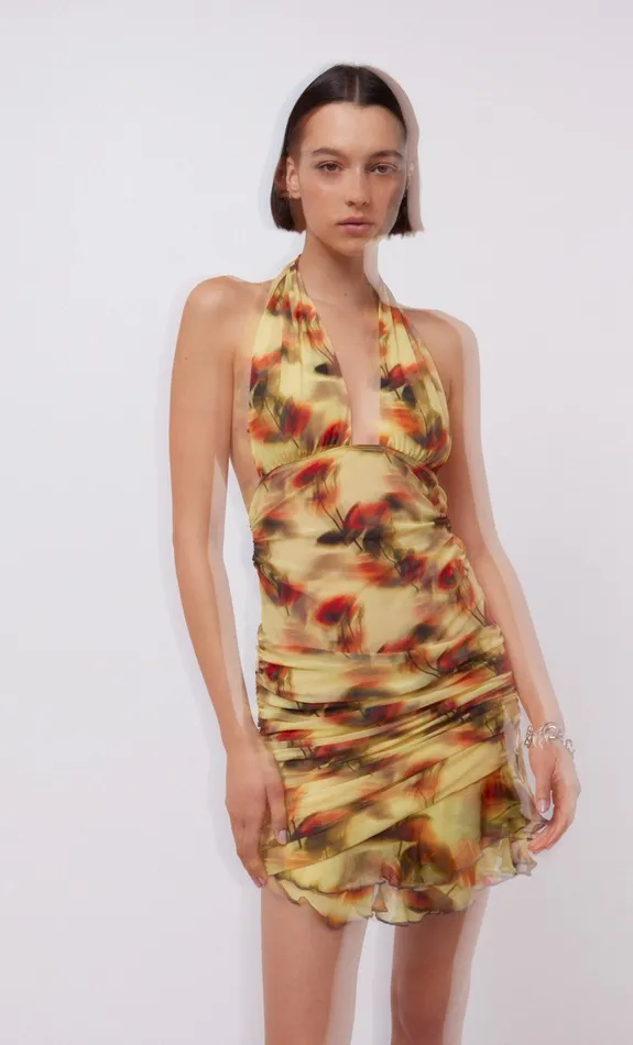Bec Bridge Mini Dresses Women FIORE HALTER MINI DRESS 8211 CITRUS ROSE