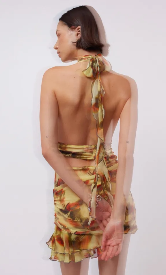 Bec Bridge Mini Dresses Women FIORE HALTER MINI DRESS 8211 CITRUS ROSE