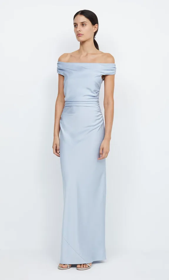 Bec Bridge Prom Dresses Women ETERNITY OFF SHOULDER MAXI 8211 DUSTY BLUE