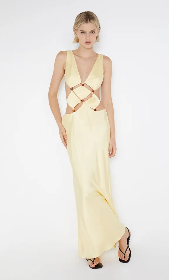 Bec Bridge Wedding Guest Women AGATHE DIAMOND DRESS 8211 BUTTER YELLOW
