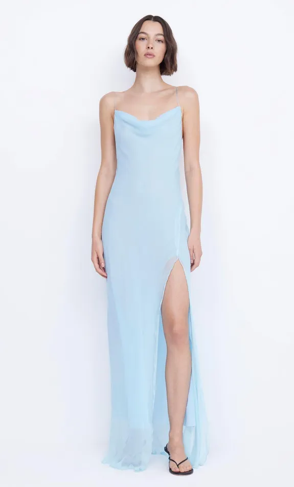 Bec Bridge Wedding Guest Women ELZETTE SPLIT MAXI DRESS 8211 DOLPHIN BLUE