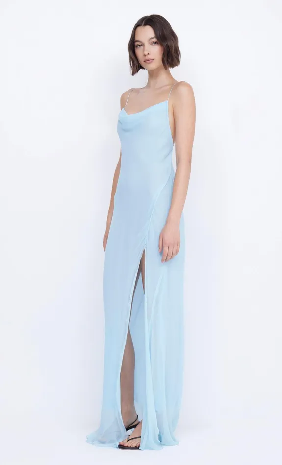 Bec Bridge Wedding Guest Women ELZETTE SPLIT MAXI DRESS 8211 DOLPHIN BLUE
