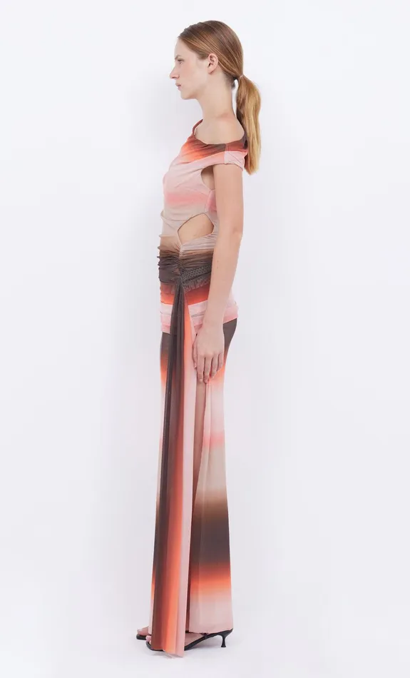 Bec Bridge Wedding Guest Women LOUNA ASYM DRESS 8211 CHOCPINK OMBRE