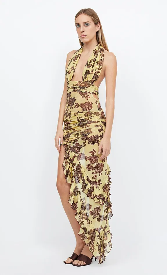 Bec Bridge Wedding Guest Women MALIBU BAY HALTER DRESS 8211 CITRUS PLUM FLORAL