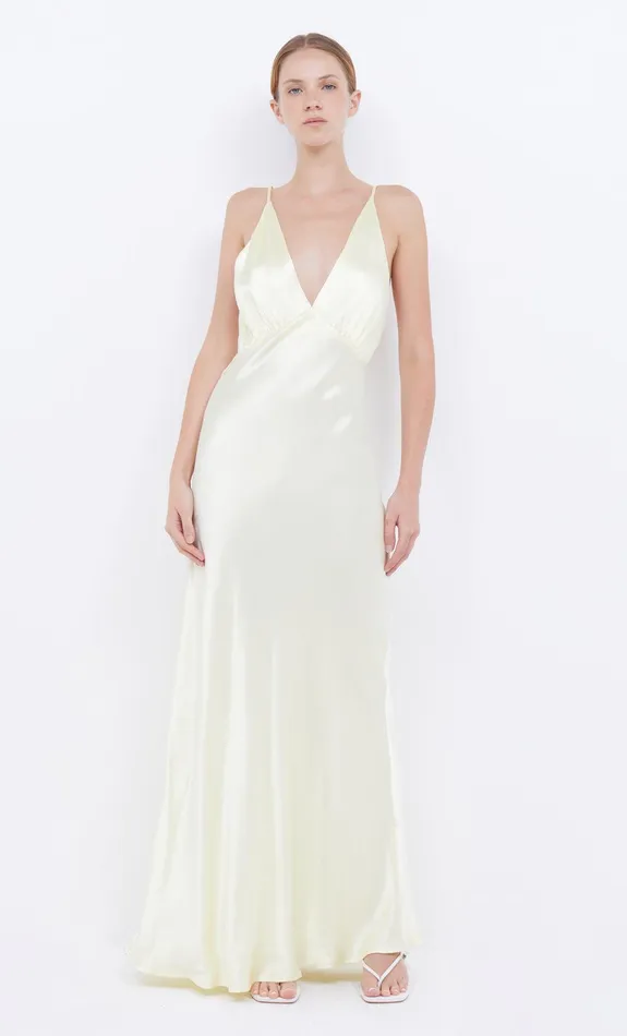 Bec Bridge Wedding Guest Women MOON DANCE V MAXI DRESS 8211 ICE YELLOW