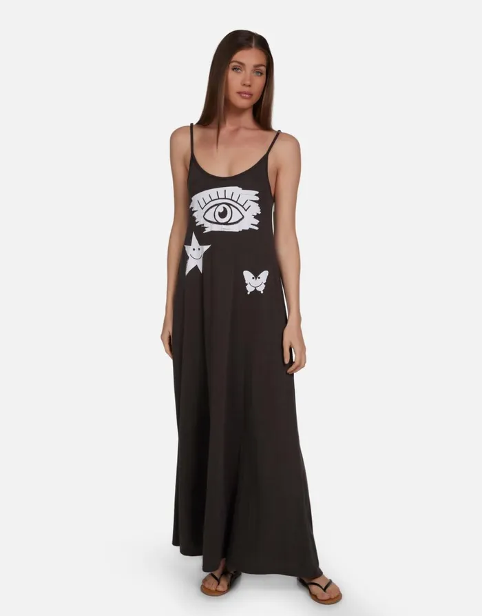 Berna Scribble Eye Elements Vintage Black Women039s Lauren Moshi Dresses