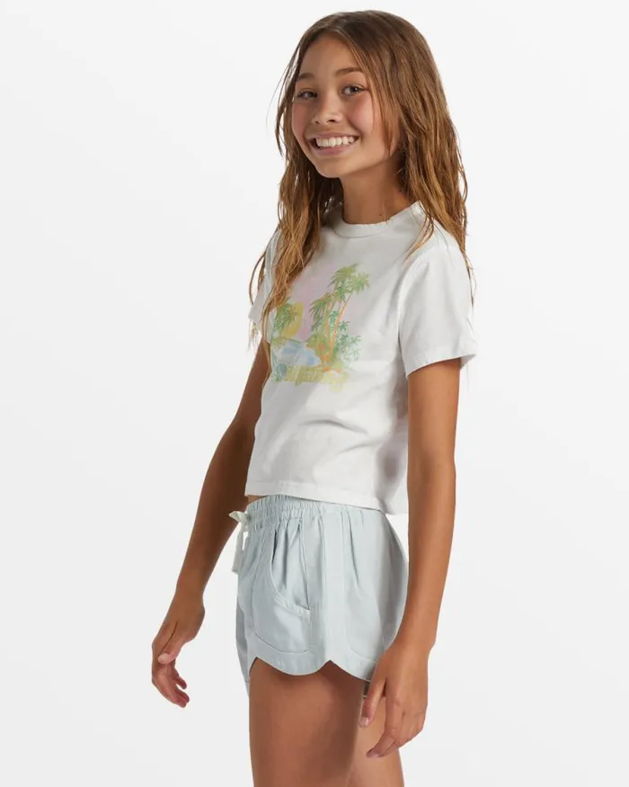 Billabong Girls039 Bottoms Girls Mad For You Elastic Waist Shorts Dusk Blue 8211 Women
