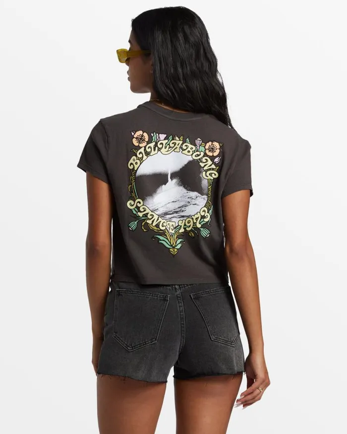 Billabong Graphic Tees and Tanks Season Of The Sun Cropped TShirt Off Black 8211 Women Billabong Graphic Tees and Tanks Season Of The Sun Cropped TShirt Off Black 8211 Women