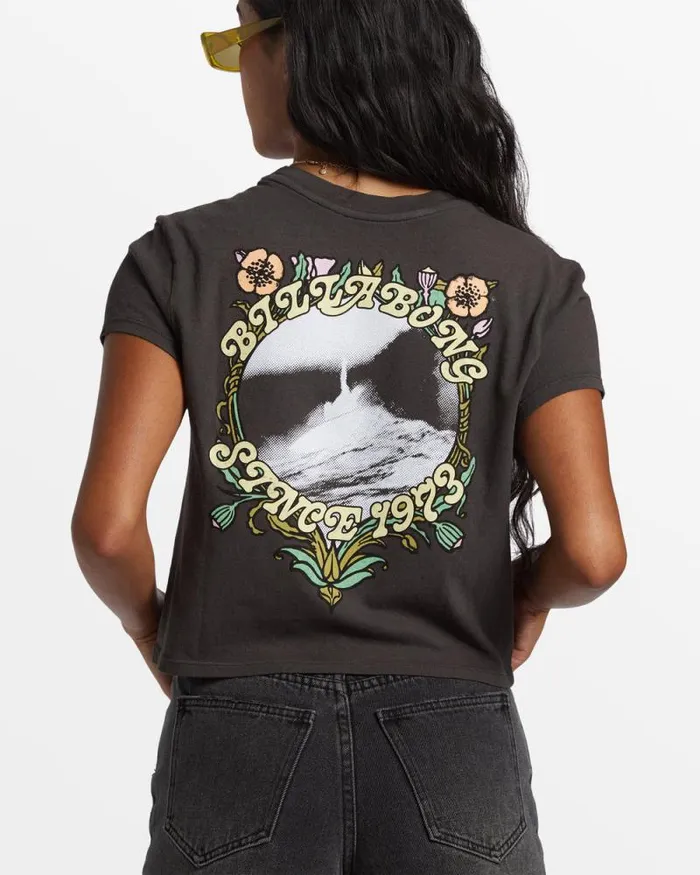 Billabong Graphic Tees and Tanks Season Of The Sun Cropped TShirt Off Black 8211 Women Billabong Graphic Tees and Tanks Season Of The Sun Cropped TShirt Off Black 8211 Women
