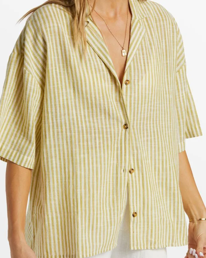 Billabong Matching Sets Beach Side Oversized Short Sleeve Shirt Moss Joy 8211 Women