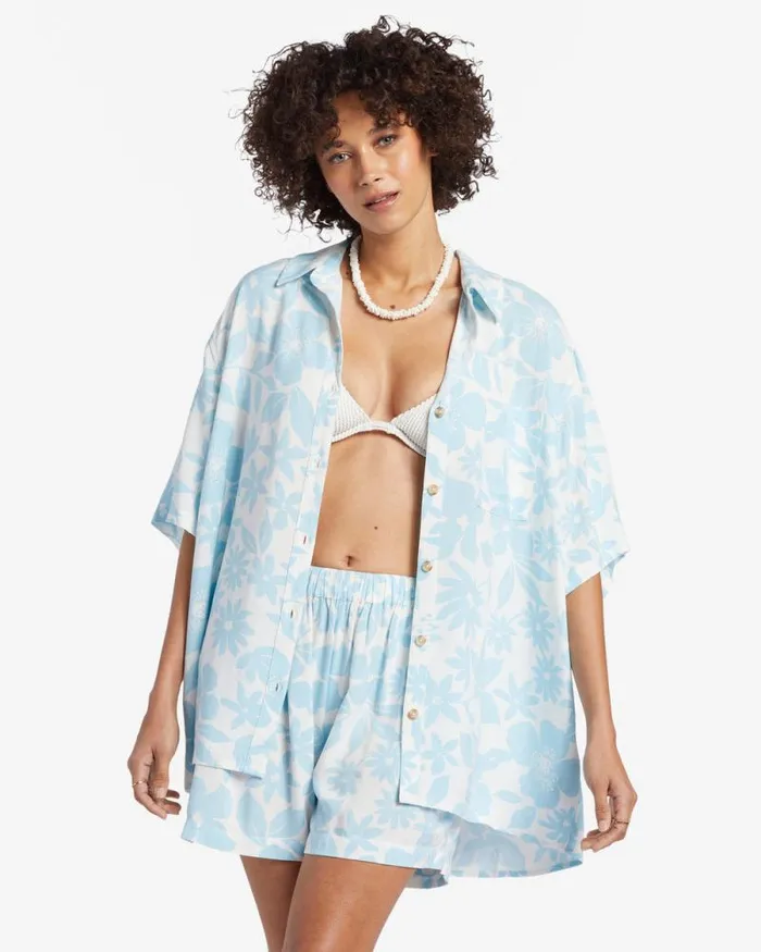 Billabong Matching Sets On Vacation Shirt Bliss Blue 8211 Women