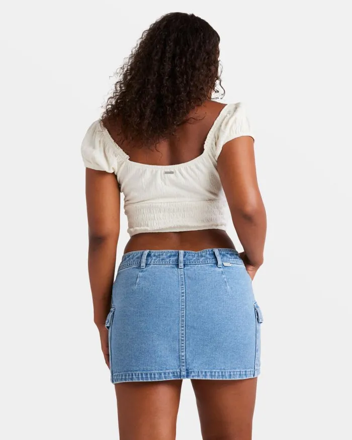 Billabong Skirts Hilary Denim Cargo Skirt Medium Blue Rinse 8211 Women