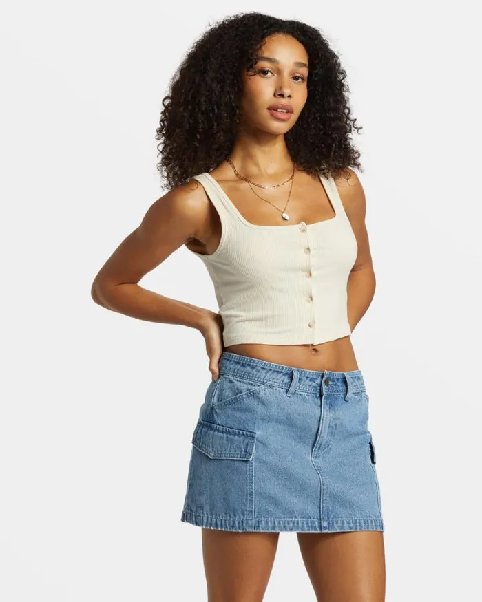 Billabong Skirts Hilary Denim Cargo Skirt Medium Blue Rinse 8211 Women