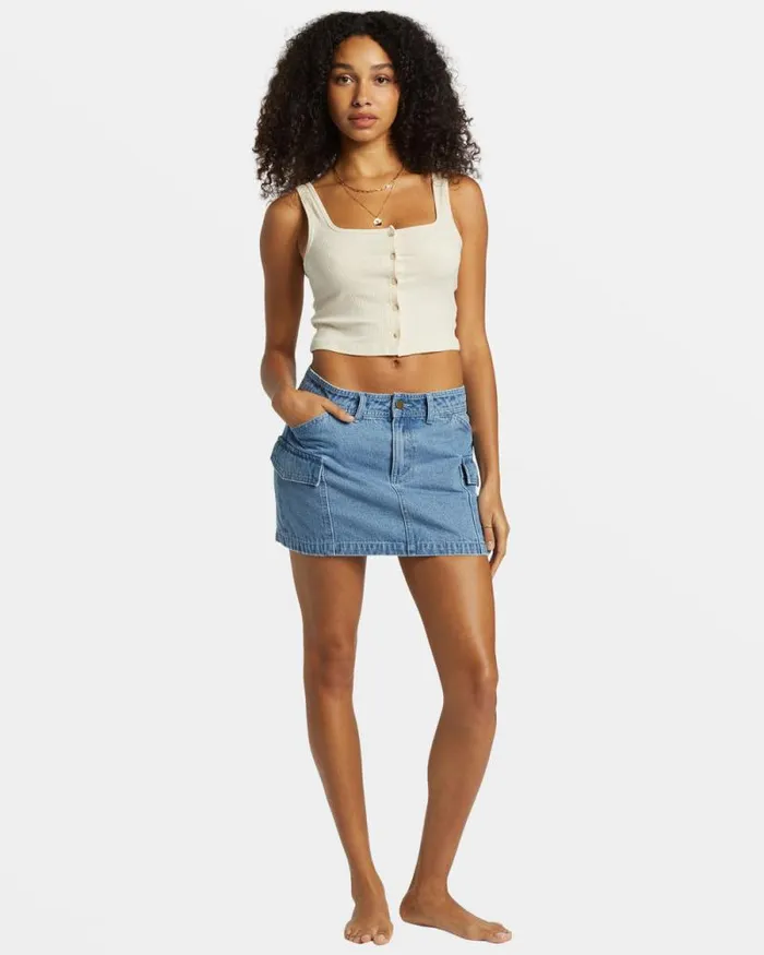 Billabong Skirts Hilary Denim Cargo Skirt Medium Blue Rinse 8211 Women