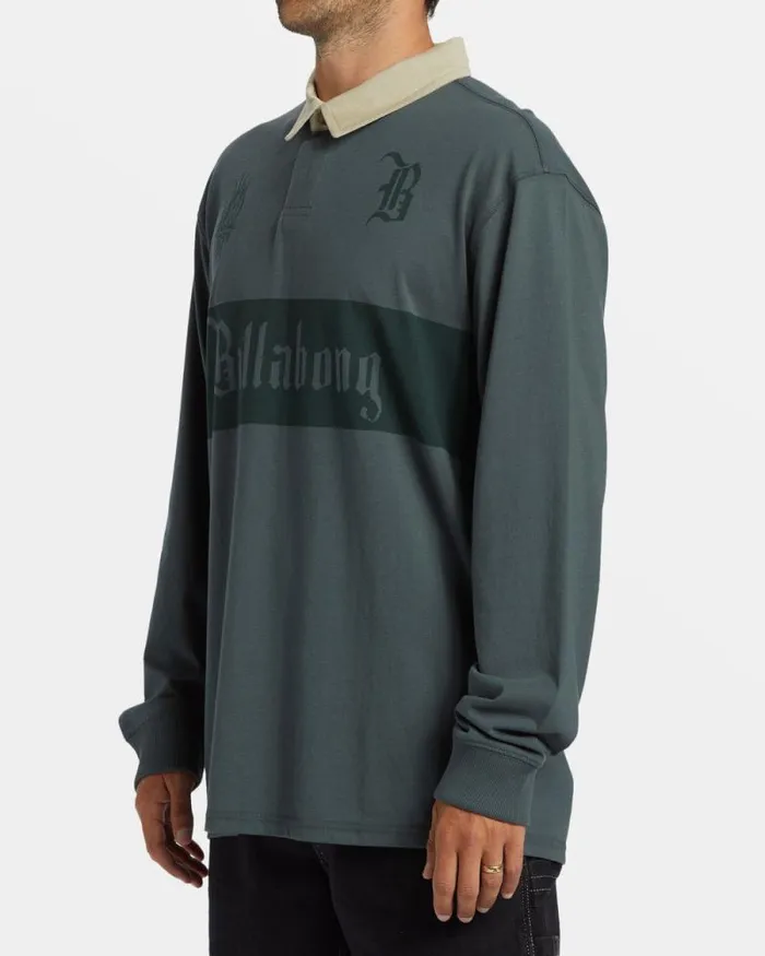 Billabong TShirts Immortal Rugby Long Sleeve Polo Tshirt Slate Green 8211 Men